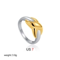 Minimalist two-tone crossover ring in 18K gold and silver finish, size US 7, 3.9g - US 7 / Crisscross Two Tone (T303)