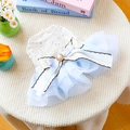 Blauw-witte huisdier prinsessenjurk met tule rok en parels voor kleine honden - XS / Blauw-wit geglazuurde gaasjurk