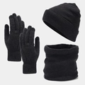 Tessuto a maglia dettagliato del set invernale grigio scuro con berretto e sciarpa - Grigio Nero