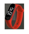 Waterproof LED digital sports watch for kids with red silicone strap and black screen - Red