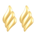 Golden heart-shaped stainless steel earrings with textured flame swirl pattern - 18K Gold Plated Geometric (3127)
