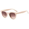 Fashionable beige cream round cat-eye sunglasses with gradient brown lenses for women - Off White Frame Gradient Tea Lens