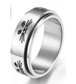 Bague rotative en acier inoxydable argenté avec motifs de chats noirs pour déstresser - Taille 9 / Motif Chat (Bague Spinner 8MM)