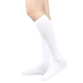 Classic white knee-high socks with vertical knit texture for women's casual or party wear - One Size / Pure White