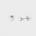Boucles d'oreilles perles minimalistes pour femmes avec finition en or 18 carats - 6mm / Argent