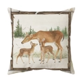 Leinenkissenhülle mit Aquarell-Waldhirsch-Motiv und Birkenrahmen für Heimdeko - Stil 7