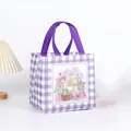 Easter gift bag featuring purple plaid gnome graphics and bunny ears on non-woven fabric - XH19-Horizontal