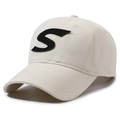 Klassieke crème katoenen baseballpet met contrasterend zwart geborduurd S-logo - Verstelbaar / Lichtbeige