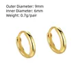 Minimalist S925 sterling silver huggie earrings in gold with 9mm outer diameter - 9mm / Gold