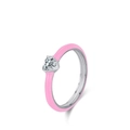 Ring aus S925 Sterlingsilber mit rosa Emaille-Herz und klarem Zirkonia-Herz-Stein - US Größe 9 / Rosa (RHR1598)