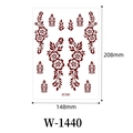 Brown henna floral lace tattoo sticker W-1440, waterproof 148x208mm temporary tattoo sheet - Deep Red Henna Style Floral and Leaf (W-1440S)