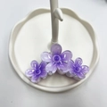 Elegante pinza per capelli con tre fiori di frangipane in resina viola sfumata - Fiore a cinque petali / 9.5CM / Viola