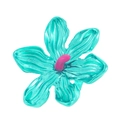 Macro shot of oversized blue flower ring with pink pistil and textured metallic finish - 放射纹花朵戒指(DZ-435-32)