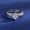 Elegant one-carat high-carbon diamond ring with classic six-prong setting on blue velvet - Ljz-135 [3 Carats] / Adjustable Open