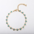 Bracciale in acciaio inossidabile placcato oro 18k con ciondoli a cuore blu e chiusura regolabile - 17+5cm / Blu Lago