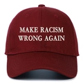 Close-up of white 3D embroidery on burgundy washed cotton baseball cap texture - Burgundy / Adjustable