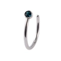 Sleek silver stainless steel C-shaped nose ring with a round dark blue gemstone - 0.8x7mm / Silver Royal Blue Zirconia