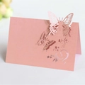 Elegant laser-cut 3D butterfly place card in dusty pink pearlescent paper finish - Pink