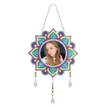 DIY mandala diamond painting mirror with purple floral crystal beads and hanging metal chain - Purple Mandala Style 1