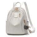 Sac à dos blanc en similicuir pour femme avec détails dorés et pompon gris décoratif - Blanc