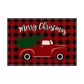 Linen Christmas placemat with red truck and Buffalo plaid Merry Christmas design - Truck Tree / Regular Linen