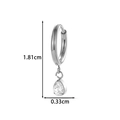 Silver titanium hoop earring with clear teardrop zircon pendant 1.81cm length - Water Drop Pendant (T2595-2#Silver)
