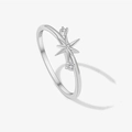 Elegant S925 sterling silver octagram star ring with sparkling cubic zirconia crystals - US 6 / Silver Starburst