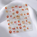 Autocollants 5D fraise pour ongles avec nœuds et motifs floraux blancs modèle M-680 - Style Relief Fraise Nœud (M-680)