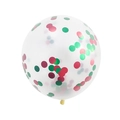 12-inch transparent latex balloon filled with red and green round confetti for parties - Red Green Sequins