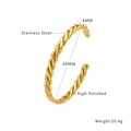 Détail de la texture corde de 6 mm sur le bracelet jonc en acier inoxydable doré poli - Style de Corde Torsadée (B228)