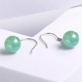 Orecchini a goccia in argento S925 con pietre di avventurina verde su base bianca - Argento 925 / 10mm / Oro bianco