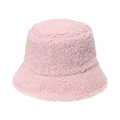 Cappello a secchiello in peluche rosa per l'inverno con morbida texture in lana di agnello - Rosa