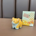 Cute low poly yellow and white Corgi resin figure with premium gift box packaging - Wood Style Corgi