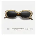 Détails de lunettes de soleil ovales vintage vert transparent avec spécifications - Monture Vert Transparent Verre Gris