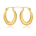 Macro shot of polished gold U-shaped hoop earrings with smooth bamboo joint texture - Smooth U-shaped Style (C055)
