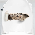 Detail of creative 3D tabby cat toilet lid sticker with waterproof vinyl hole effect - Tabby Cat Peeking/AD1157 / 20*30cm