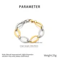 Detail view of two-tone gold and silver link bracelet with stainless steel parameters - Gold & Silver Bi-color (KB202878-Z)