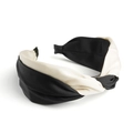 Böhmisches schwarz-weißes Knoten-Haarband aus hochwertigem Seidensatin für Damen - Champagner Schwarz