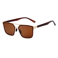 Square aviator sunglasses with brown lenses and golden metal frame for men - Sand Gold All Brown