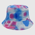 Cappello a secchiello reversibile tie-dye blu e rosa in tela con tesa rinforzata - M (56-58cm) / Tie-Dye Blu-Blu Scuro-Rosa (31)