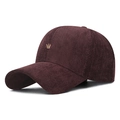 Classic burgundy baseball cap with herringbone texture and gold crown emblem for outdoor wear - Burgundy