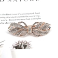 Barrette à cheveux élégante en or rose ornée de strass brillants et cristaux colorés - Ruban / Blanc Frais