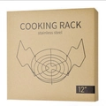 Compact 12-inch stainless steel cooking rack in eco-friendly minimalist packaging - 12 Inch Canning Rack Boxed