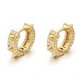HipHop gold plated S925 sterling silver hoop earrings with white zircon and rivets - Rivet Spike / Gold