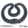 Cadena cubana pesada de 20mm en acero negro con diseño de cierre de calavera - Negro (KN282001-KJX)