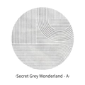 Tapis rond Grey Labyrinth-A aux motifs géométriques minimalistes sur fond blanc immaculé - Diamètre 140CM / Rond Mystère Gris A