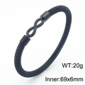 Schwarzes Edelstahl-Kabelarmband mit mattem Unendlichkeits-Symbol für Herren und Damen - Unendlichkeitssymbol-Stil (KB169308) / Schwarz