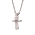 Gepolijste zilveren roestvrijstalen kruishanger ketting met Figaro-ketting voor dames - Figaro ketting Minimalistisch Glad Kruis / Staalkleur