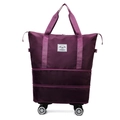 Deep purple expandable travel bag with 360-degree wheels and reinforced handles - Fuschia