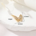 14K gold plated butterfly pendant with clear zircon stones, size 17.6mm x 14.4mm - 14K Gold-h-12573